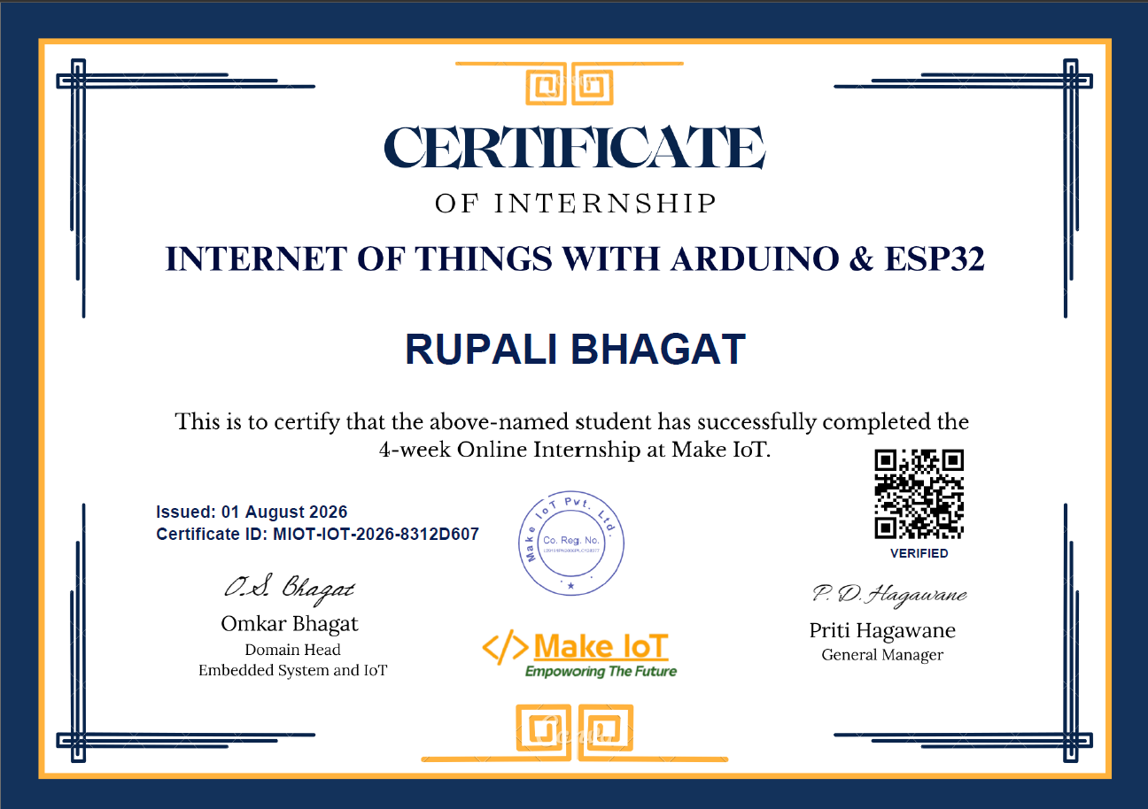 Make IoT Internship Completion Certificate